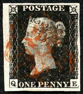 Penny Black (QE) Plate 1b Very Fine Four Margins