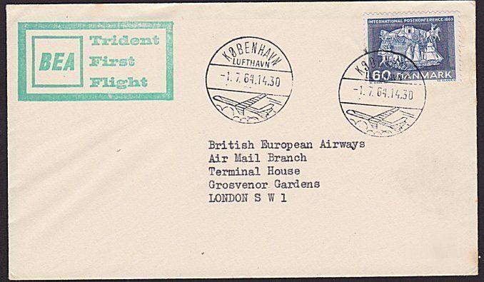 DENMARK 1964 BEA first flight cover to London...............................7398