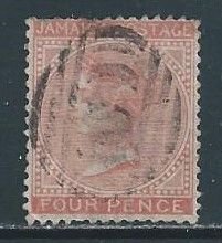 Jamaica #10a Used 4p Queen Victoria - Wmk. 1