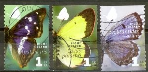 Finland Sc# 1296a-1296c Used 2007 Butterflies