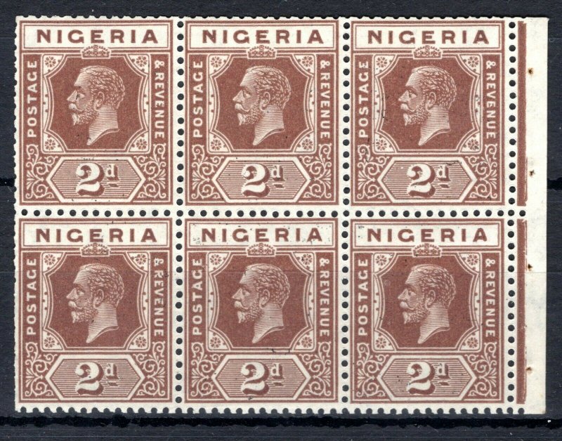 NIGERIA KGV Stamps SG.20var 2d Chocolate (Die II) BOOKLET PANE Mint MNH SS3408