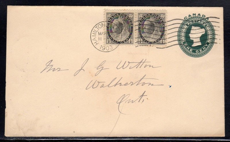 Canada #74 Pair on PSE Hamilton to Walkertton 1903 a121