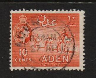 Aden   #49  used  1953   10c  camel transport