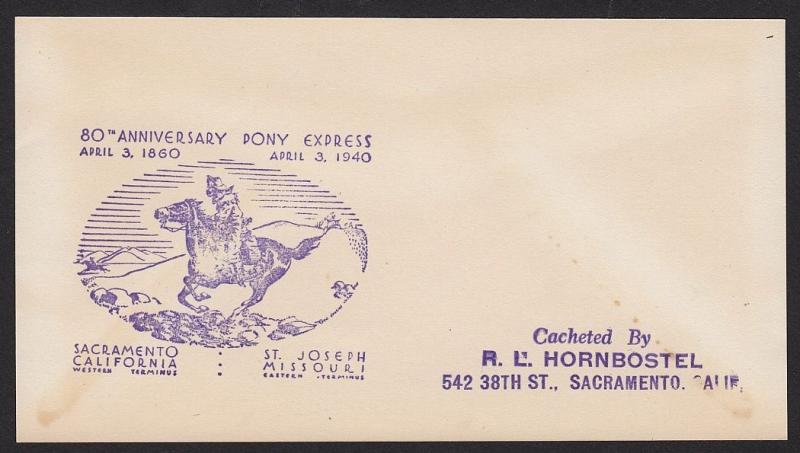 1940 Pony Express Sc 894-25 Hornbostel cachet Jenkins