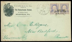 USA 219 Pair on 1890 The Pennsylvania Farmer Cover