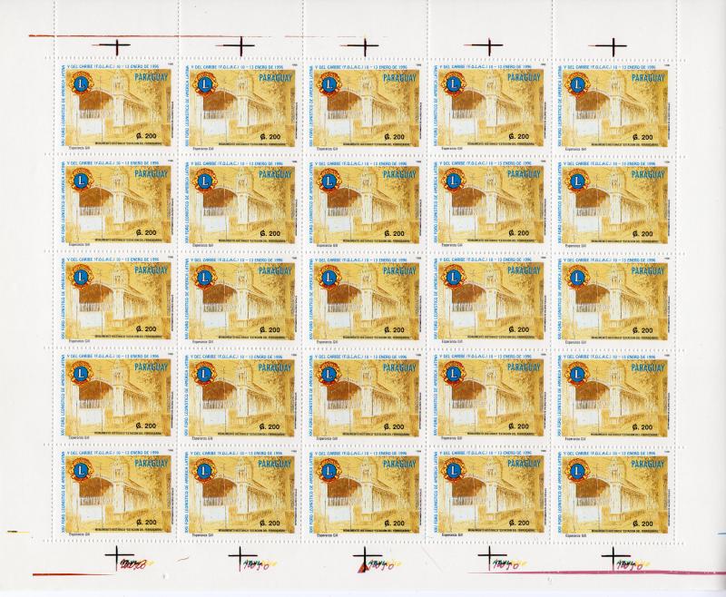 Paraguay 1996 Sc#2529/2530 Lions Club 25th.Ann.2 Sheetlets of 25 MNH UNFOLDED