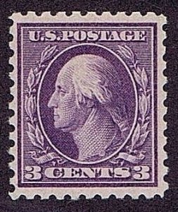 US 464 UNUSED OG MINT NEVER HINGED 3 CENT WASHINGTON, 1916, EXTRA FINE