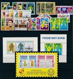 Surinam Suriname 1992 Complete Year Set  MNH