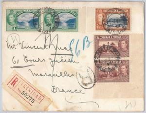 TRINIDAD & TOBAGO   -  POSTAL HISTORY -  Registered COVER to FRANCE 1938