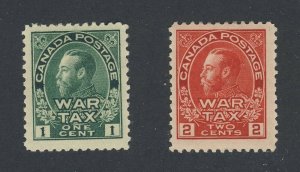 Canada WW1 Admiral War Tax stamps #MR1-1c MHR VF MR2-MH F/VF Guide Value= $25.00