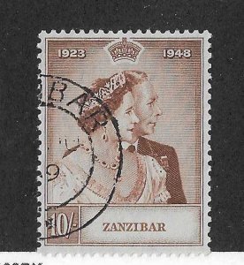 Zanzibar Sc #225  Silver Wedding 10sh used VF