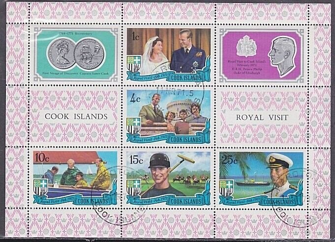 COOK IS 1971 Royal Visit mini sheet fine used..............................A5568