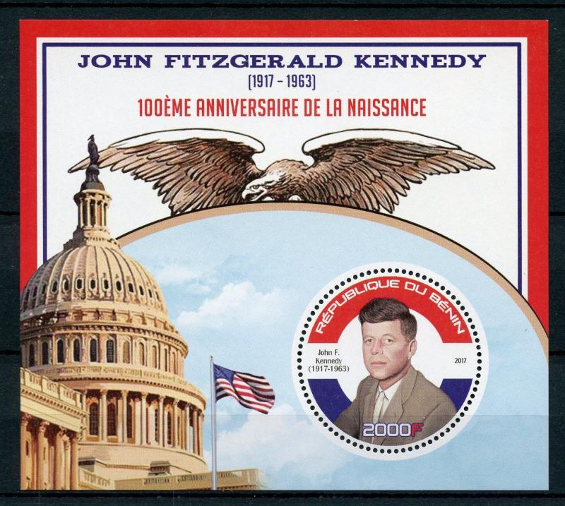Benin 2017 MNH JFK John F Kennedy 100th Birthday 1v S/S US Presidents Stamps