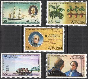 Aitutaki / Cook Islands 1989 Discovery of Aitutaki Sailing Ships set of 5 MNH