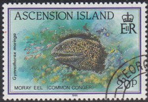 Ascension 1991 used Sc #524 20p Moray eel