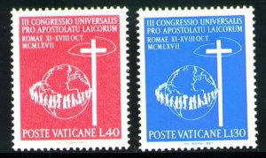 VATICAN Scott 453-4 MNH** 1967 Catholic Laymen set