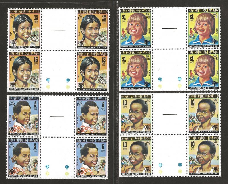 VIRGIN ISLANDS SC# 356-59  GUTTER BLOCK/4  FVF/MNH