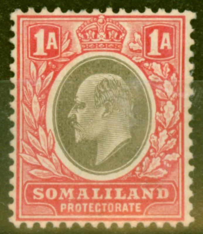 SOMALILAND 1906 1A GRIS-NOIR & rouge sg46a craie papier fin MTD excellent état