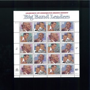 United States 32¢ Big Band Leaders Postage Stamp #3096-99 MNH Full Sheet