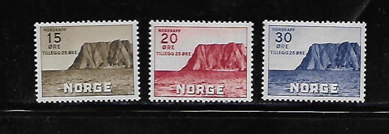 NORWAY, B28-B30, MINT HINGED, NORTH CAPE TYPE OF 1930