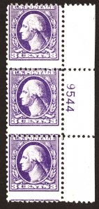 U.S. #530 MINT PL# Strip OG LH 