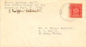 United States California Shasta Springs 1929 4c-bar  1892-1935  Philatelic  S...