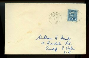 5 cent War Issue double weight 3c + 2c 2nd oz, 1949 to G.B, cover Canada