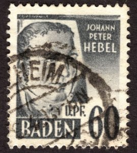 1948, Baden 60Pf, Used, Sc 5N25