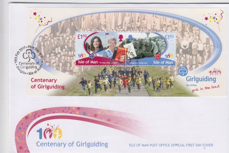 Isle of Man -  2009,  Girl Guiding  Miniature sheet,  on FDC