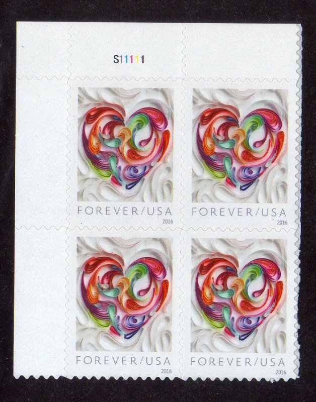 5036 Quilled Paper Heart S11111 UL Plate Block