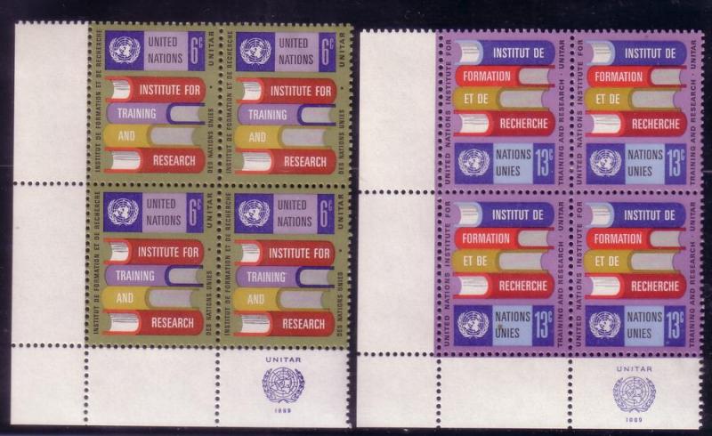 UN Sc# 192 / 913 Human Rights 2 Corner Blks of 4 MNH