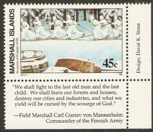 Marshall Islands 1989 Scott 241 Invasion of Finland MNH