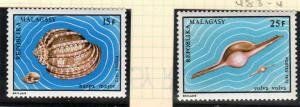 MALAGASY 483-484 MNH VF SHELLS: HARPA MAJOR & VOLVA VOLVA