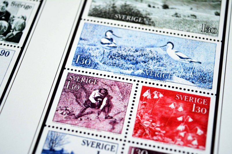 COLOR PRINTED SWEDEN 1971-1988 STAMP ALBUM PAGES (62 illustrated pages)