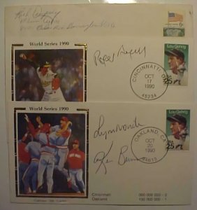 US BASEBALL 1990 AUTOGRAPHS OF WORLD SERIES PLAYERS,2 OF OAKLAND,1 OF CINCINNATI