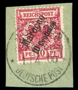 German Colonies, German Offices in Morocco #3 (Mi. 3d) Cat€100, 1898 10c on...