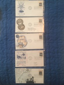 5 Pilgrim 1420 FDCs - different cachet makers SCARCE!