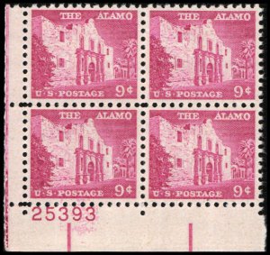 US #1043 THE ALAMO MNH LL PLATE BLOCK #25393