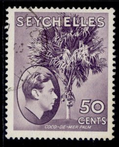 SEYCHELLES GVI SG144, 50c deep reddish violet , FINE USED.