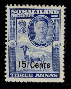 SOMALILAND PROTECTORATE GVI SG127, 15c on 3a bright blue, M MINT.