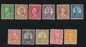 US 581-591 1c-10c Perf 10 Regular Issue Complete Set Mint VF OG NH SCV$402 (004)