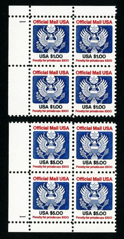 US Stamps # O132-3 XF OG NH Lot of 2 PB of 4