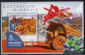 SOLOMON ISLANDS AUSTRALIAN  MINERALS SOUVENIR SHEET  MINT NH