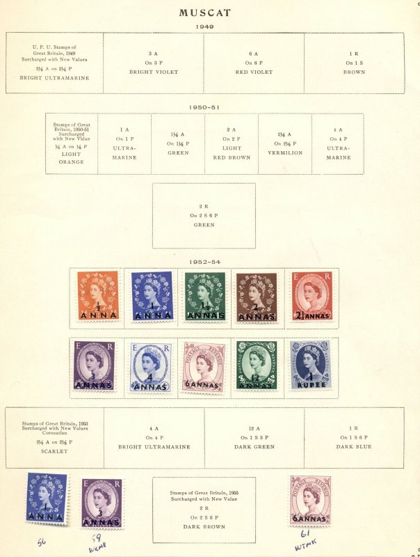 MUSCAT: 1952-54 & 1957 Definitives + Scout Jamboree, MLH