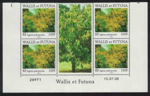 Wallis and Futuna Endemic Flora Tree Block of 4 with Label 2008 MNH SG#937