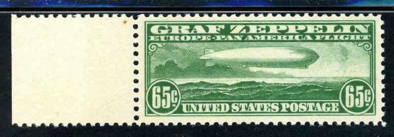 USAstamps Unused VF US Airmail Plate # Graf Zeppelin Scott C13 OG MNH Cat $300