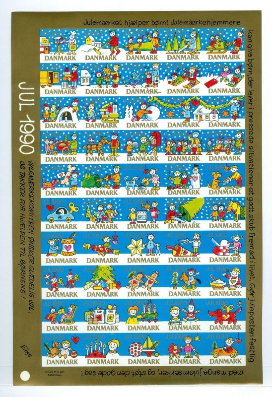 Denmark. Christmas Seal 1990.Comp. Set 9 Sheet. Scale/Proof Print. Imperforated