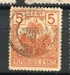 HAITI; 1890s classic Palm Tree issue fine used 5c. value