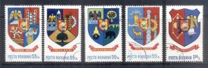 Romania 1976-77 Arms of Romanian Counties Asst 5v.CTO