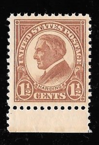 553 1 1/2 cents JUMBO Harding, Yellow Brown Stamp mint OG NH XF